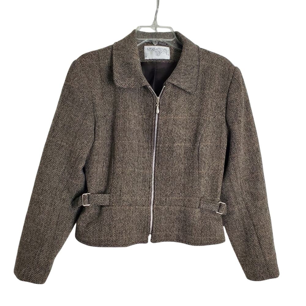 Vintage International Scene Womens Tweed Jacket Sz 9/10 Equestrian Acedemia